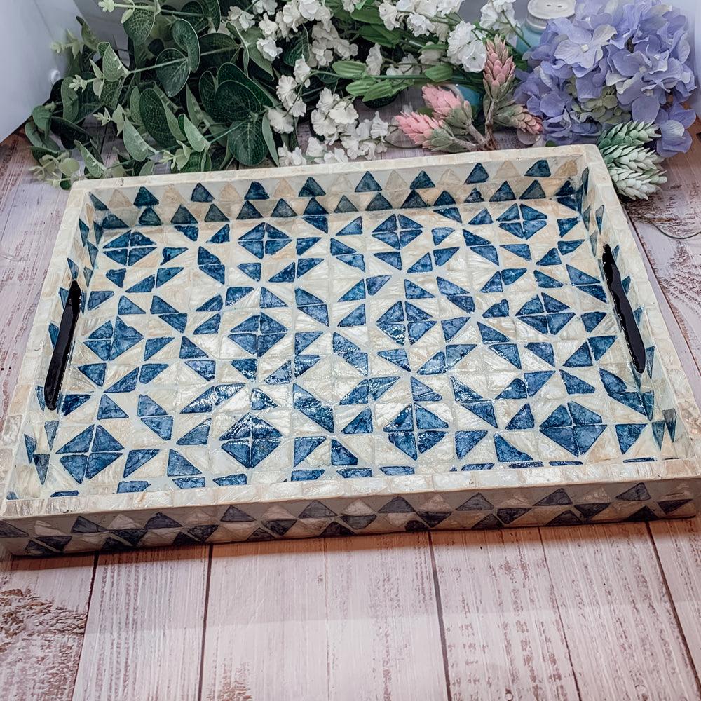 Daphne Pearl Trays - Mother of Pearl Geometric Serving Trays