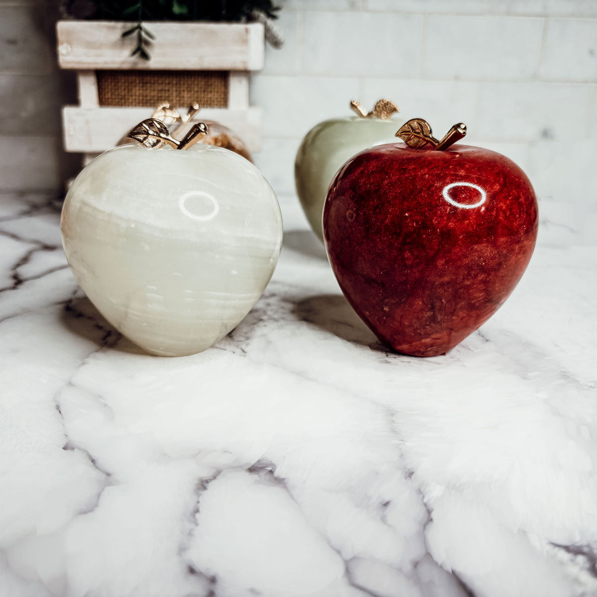 Marble Apple Paperweight - Hand-Polished Stone