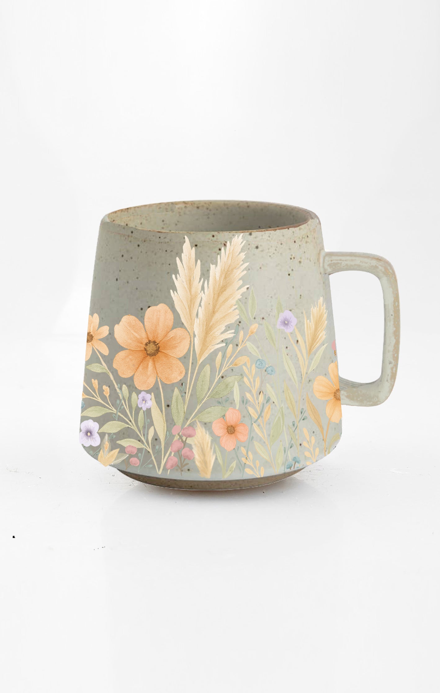 Wildflower Meadow Stoneware Mug with Speckled Glaze