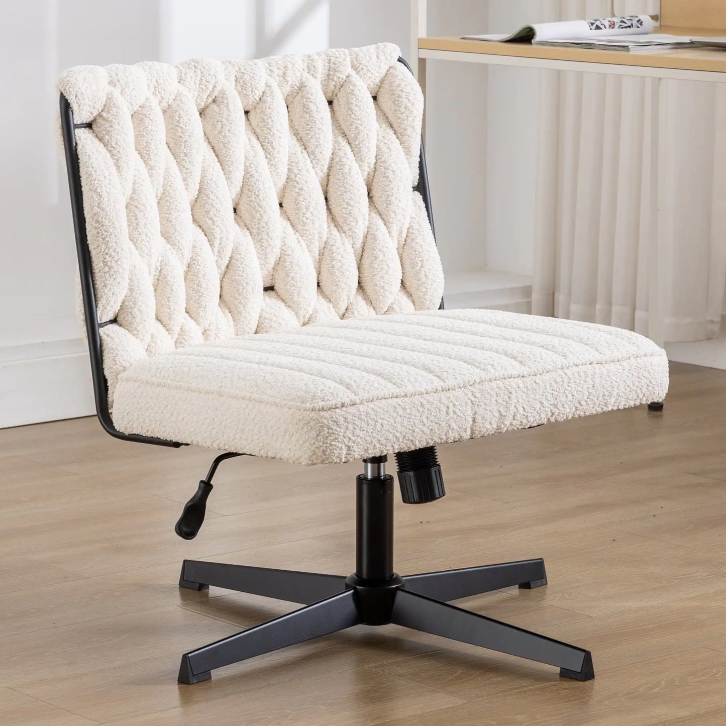 Armless Office Desk Chair No Wheels - Modern Stationary Chair