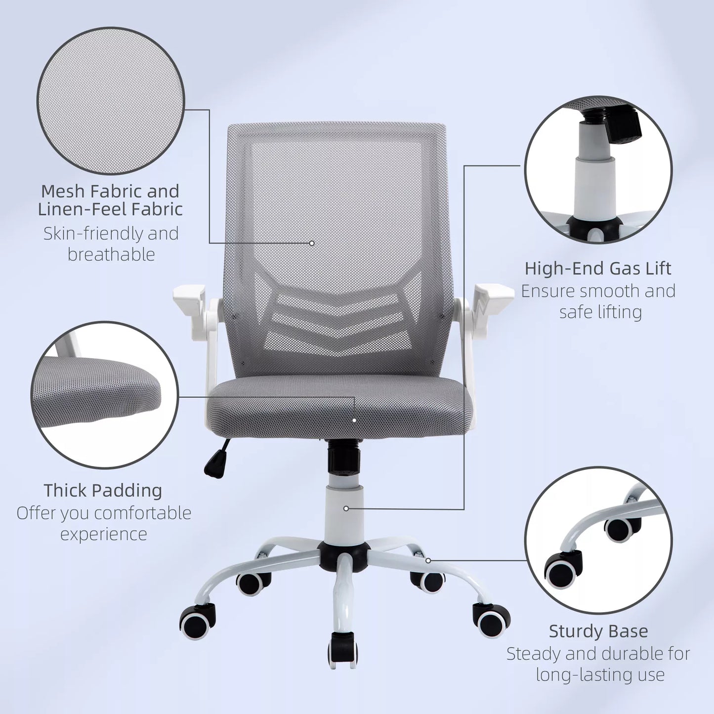 Mesh Home Office Desk Chair - Ergonomic with Lumbar Support