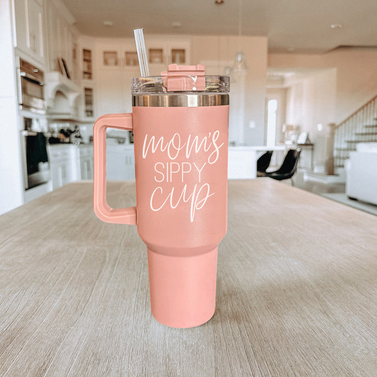 Mom's Sippy 40oz Insulated Tumbler - Pink