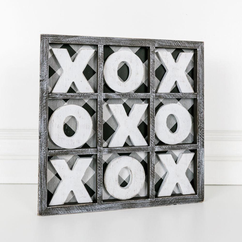 Gingham XOXO Tic Tac Toe Game - Wooden 12x12 or 6x6