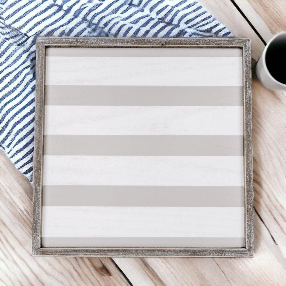 Everything Tray - Striped Wooden Charger 15x15"
