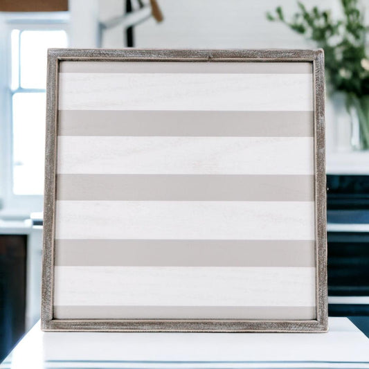 Everything Tray - Striped Wooden Charger 15x15"