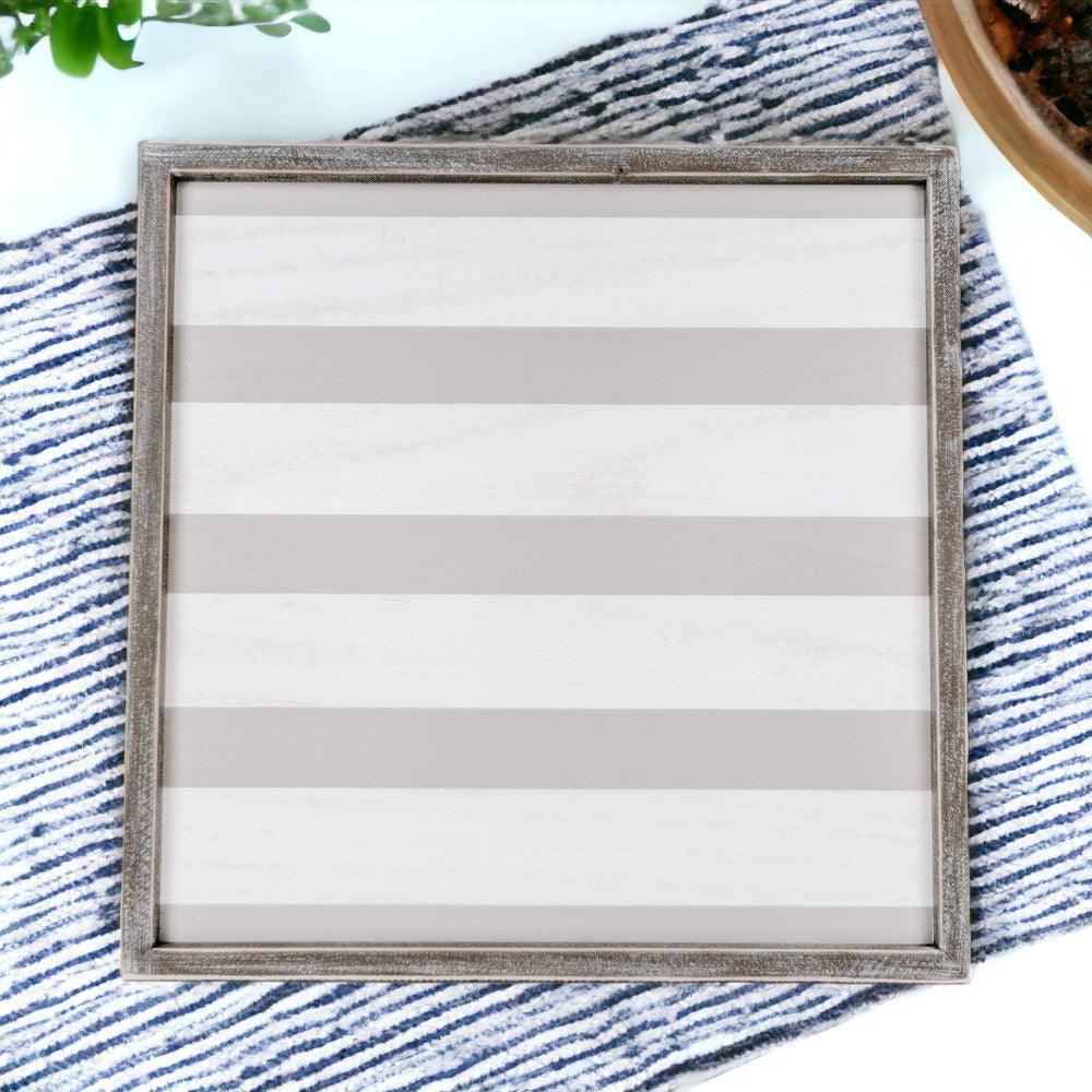Everything Tray - Striped Wooden Charger 15x15"