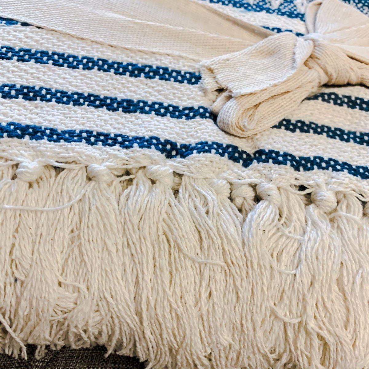 Waverly Woven Throw Blanket - 60x50 Blue & Cream Cotton