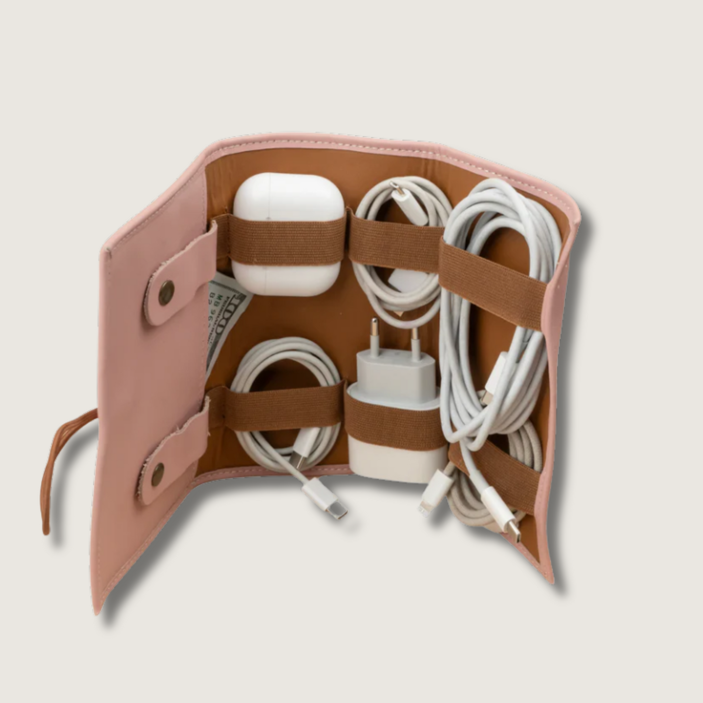 Leather Travel Tech Organizer - Premium Cable & Accessory Case
