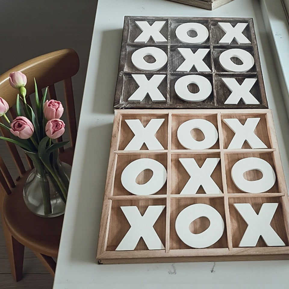 Handmade Wooden Tic Tac Toe Board - 12x12 Rustic Game