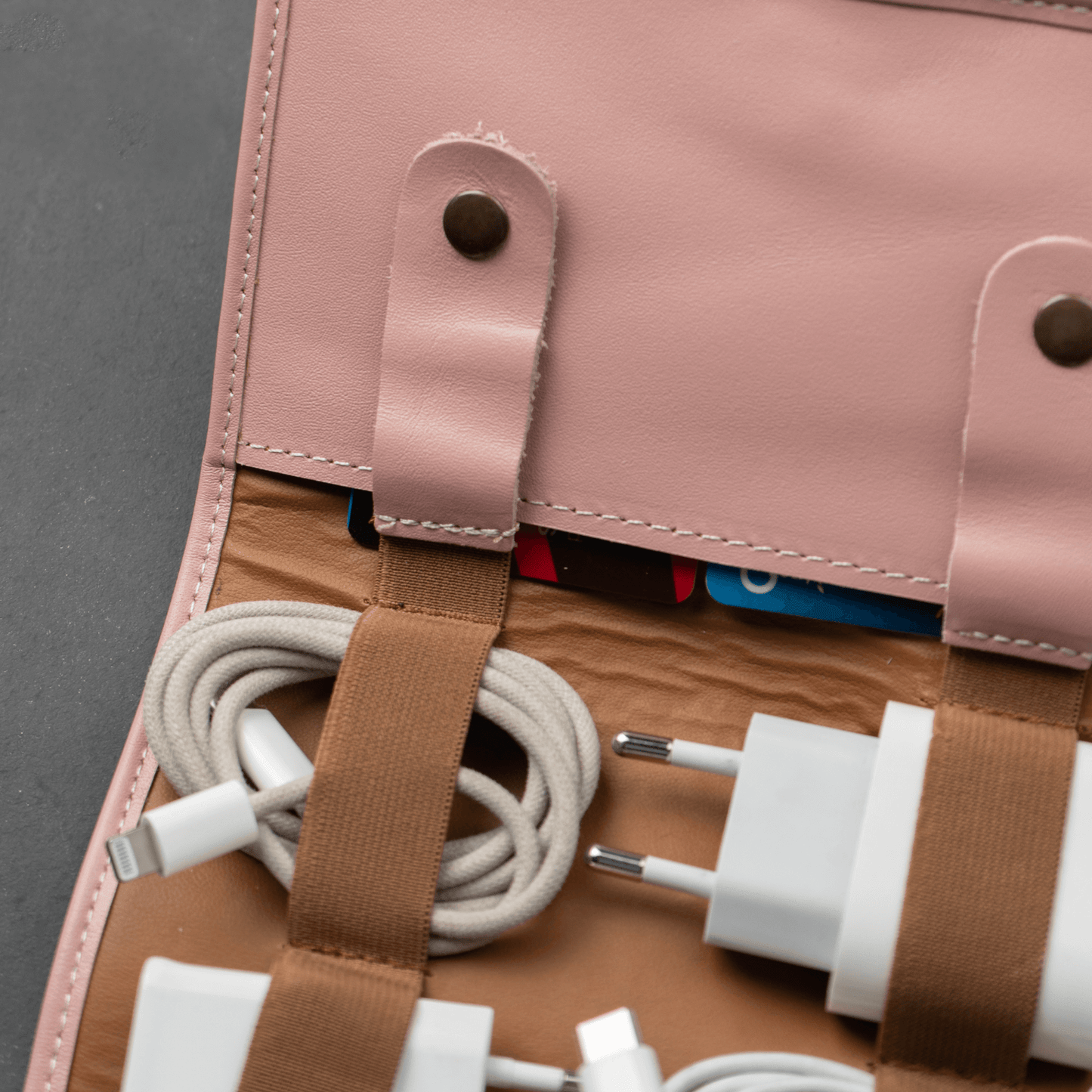 Leather Travel Tech Organizer - Premium Cable & Accessory Case