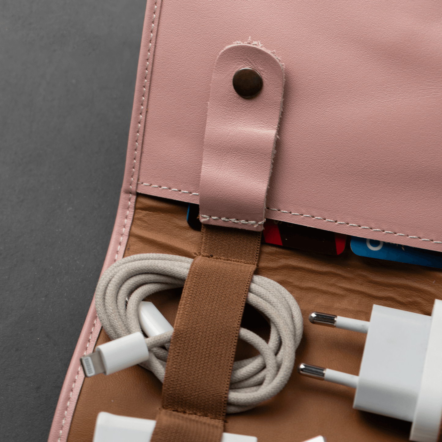 Leather Travel Tech Organizer - Premium Cable & Accessory Case