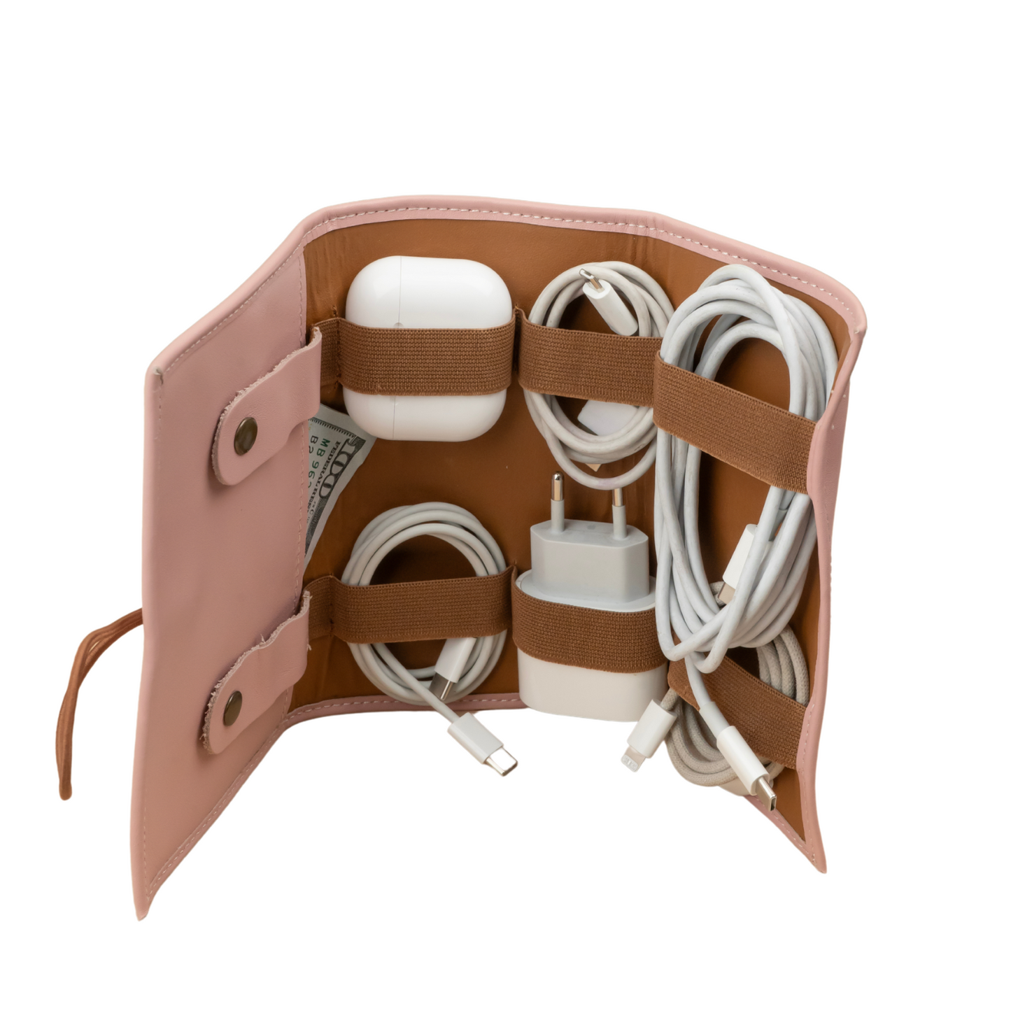 Leather Travel Tech Organizer - Premium Cable & Accessory Case