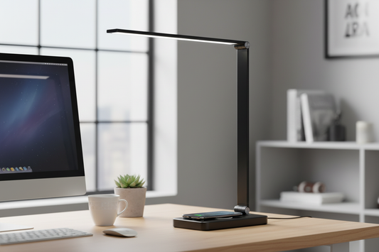 5 Lighting Mode LED Desk Lamp with Wireless Phone Charger - Modern Office