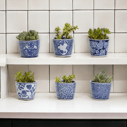 Mini Chinoiserie Cachepots - Hand-Painted Porcelain 2.75"
