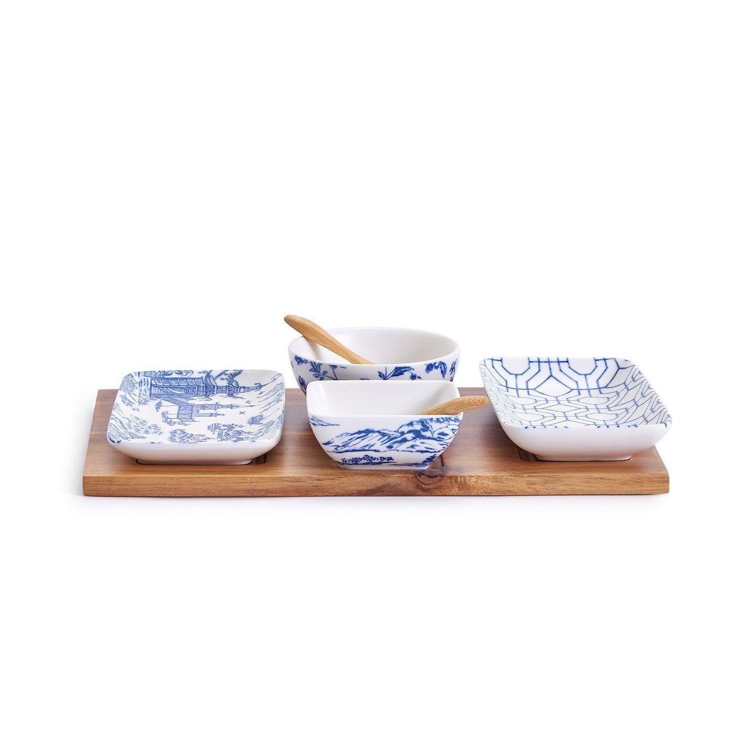 Chinoiserie Tapas Serving Set - 7 Piece Blue & White Porcelain