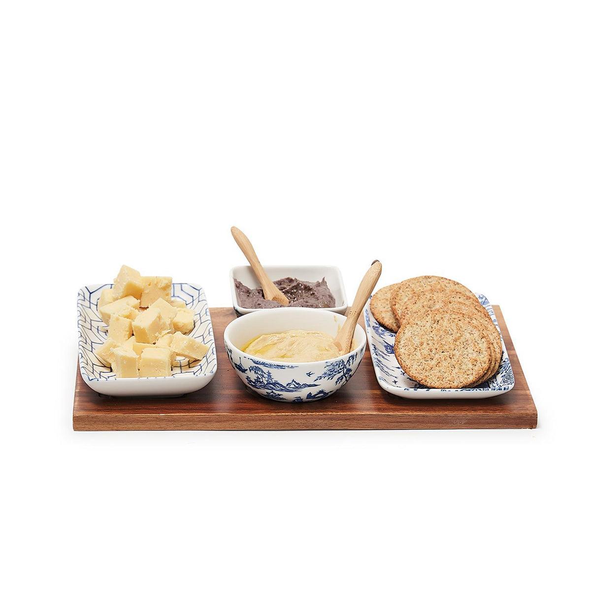 Chinoiserie Tapas Serving Set - 7 Piece Blue & White Porcelain