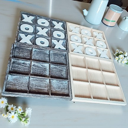 Handmade Wooden Tic Tac Toe Board - 12x12 Rustic Game