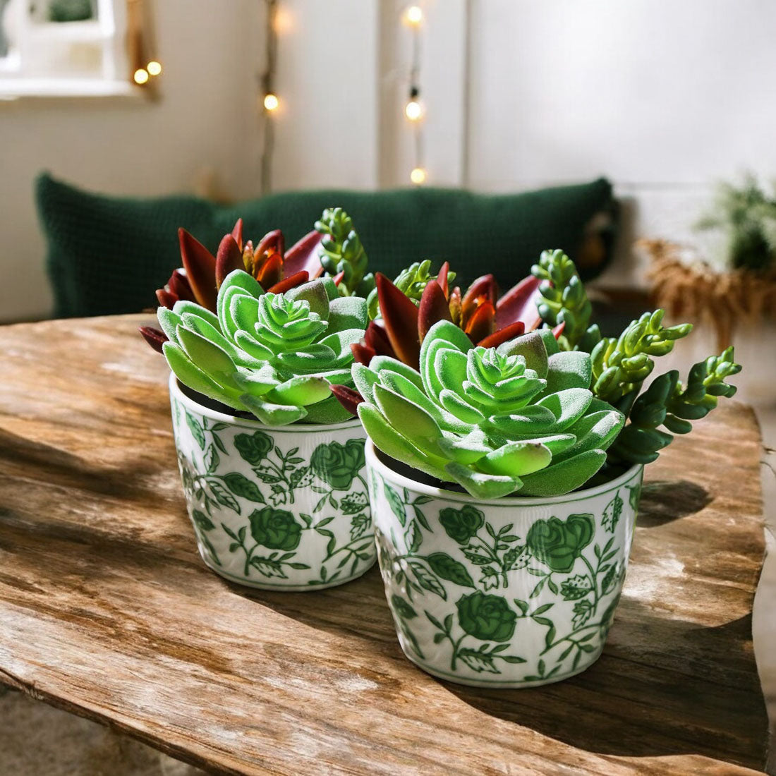 Mini Green Hand-Painted Porcelain Cachepot
