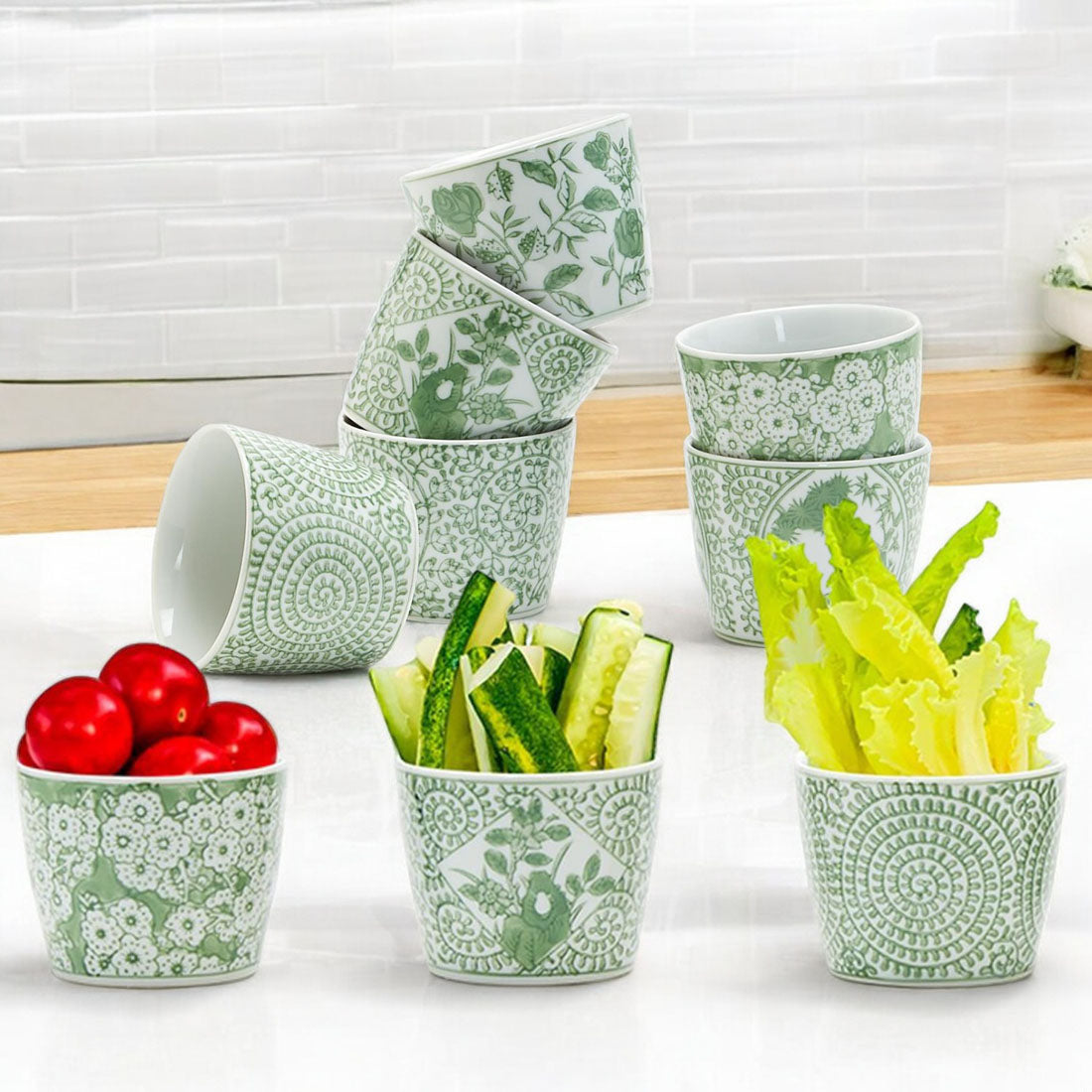 Mini Green Hand-Painted Porcelain Cachepot