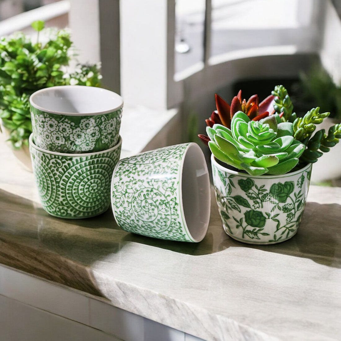 Mini Green Hand-Painted Porcelain Cachepot