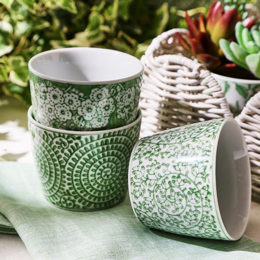 Mini Green Hand-Painted Porcelain Cachepot