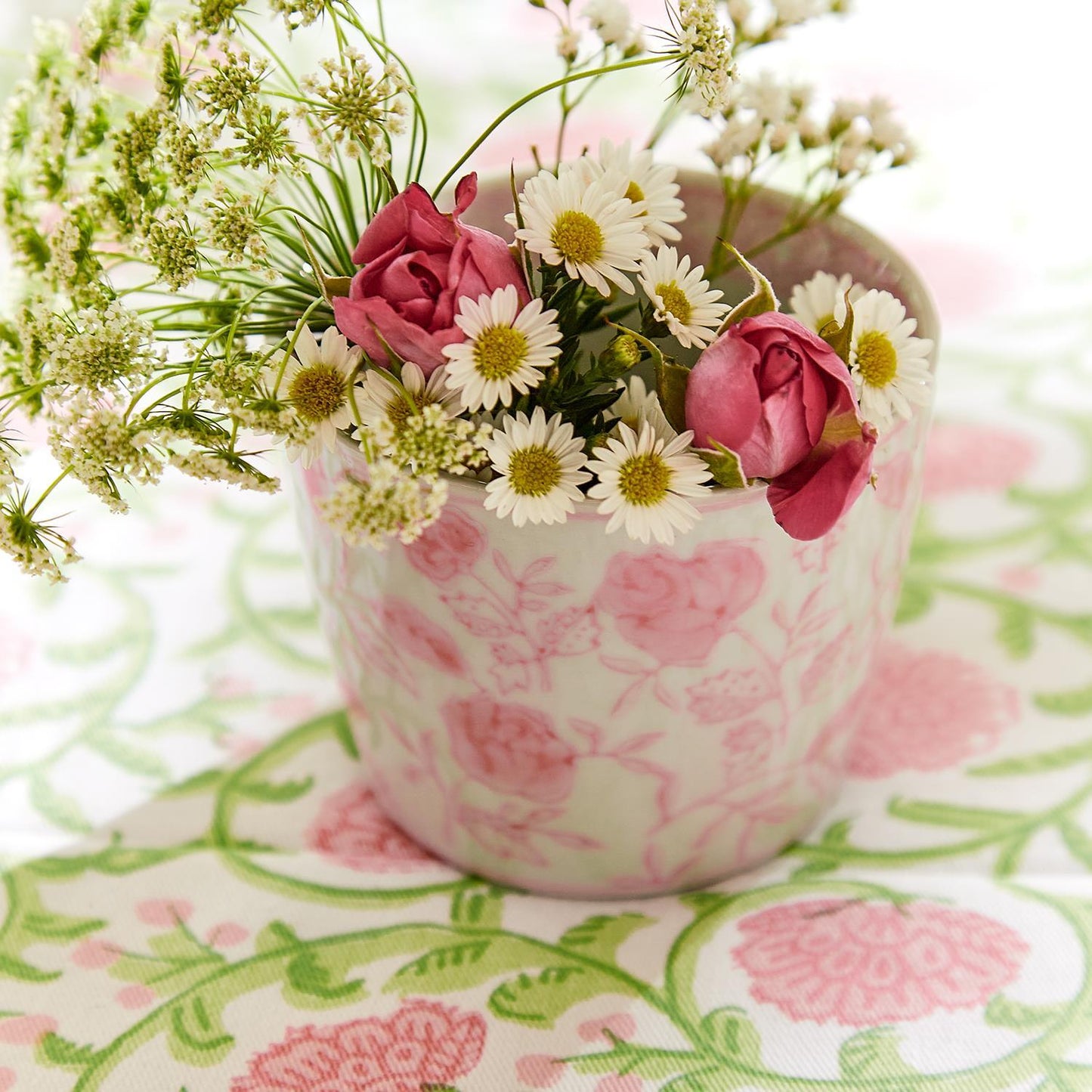 Mini Pink Hand-Painted Porcelain Cachepot