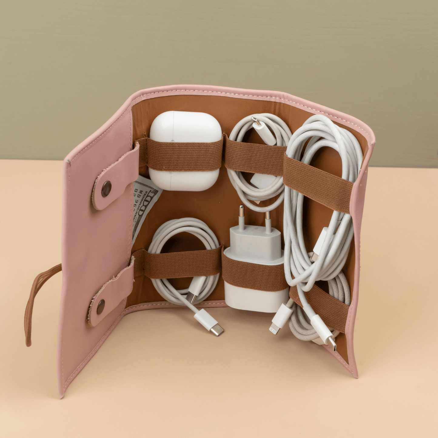 Leather Travel Tech Organizer - Premium Cable & Accessory Case