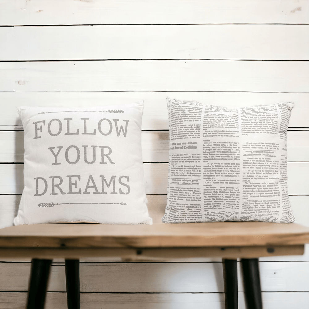 Follow Your Dreams Canvas Pillow - 16x16 Reversible