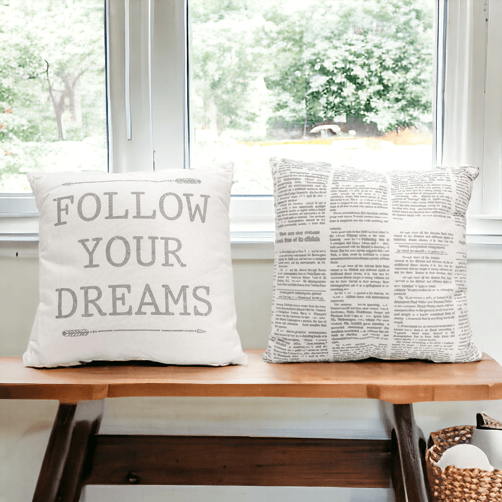 Follow Your Dreams Canvas Pillow - 16x16 Reversible