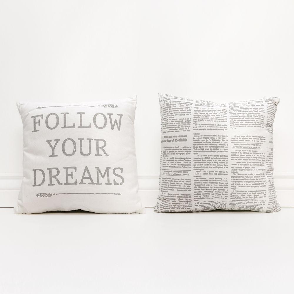 Follow Your Dreams Canvas Pillow - 16x16 Reversible