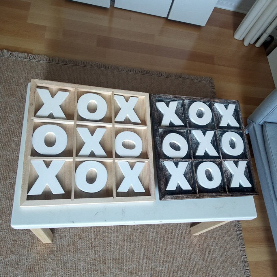 Handmade Wooden Tic Tac Toe Board - 12x12 Rustic Game