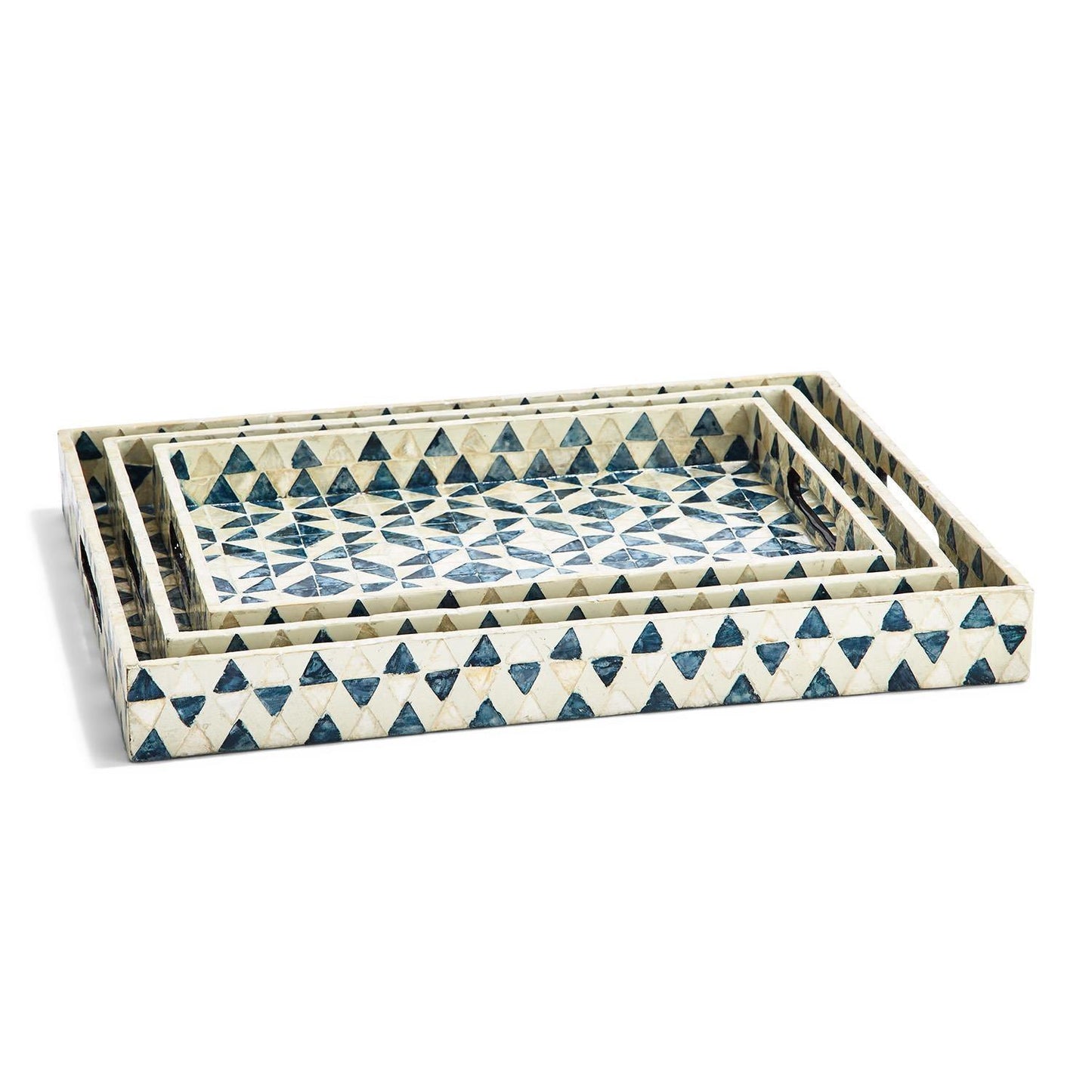Daphne Pearl Trays - Mother of Pearl Geometric Serving Trays