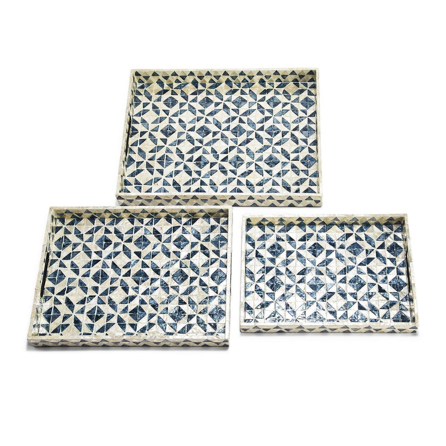 Daphne Pearl Trays - Mother of Pearl Geometric Serving Trays