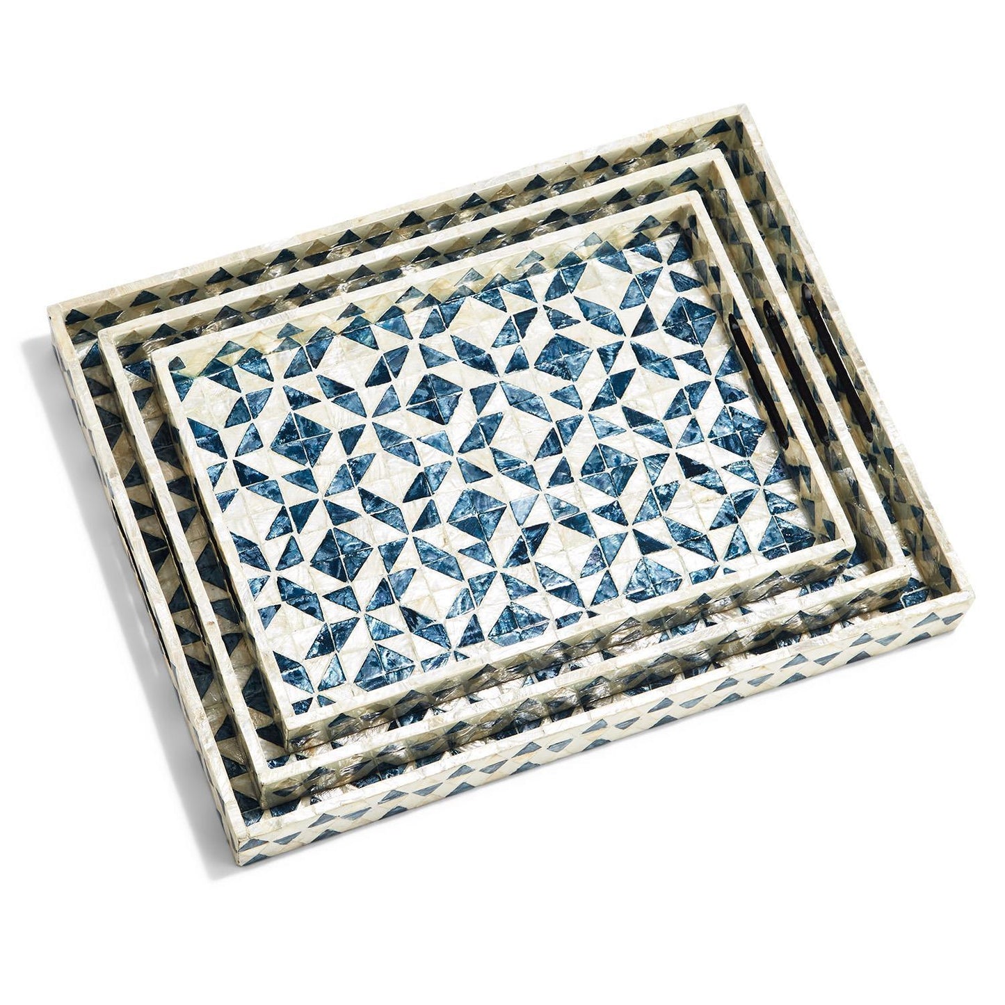 Daphne Pearl Trays - Mother of Pearl Geometric Serving Trays
