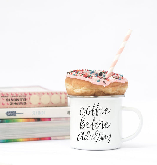 Coffee Before Adulting 18oz Metal Campfire Mug