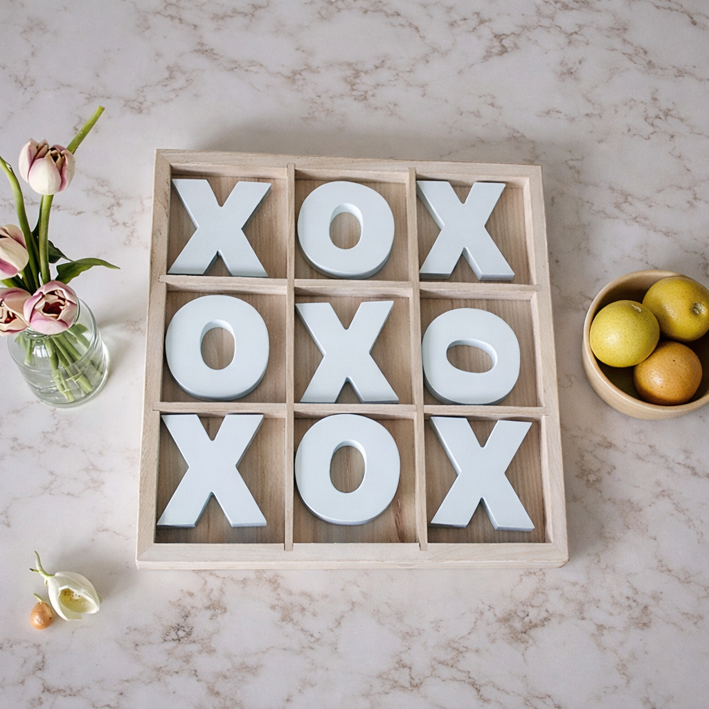 Handmade Wooden Tic Tac Toe Board - 12x12 Rustic Game