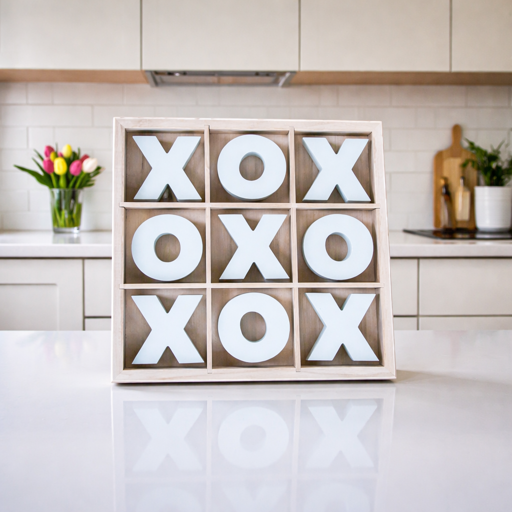 Handmade Wooden Tic Tac Toe Board - 12x12 Rustic Game