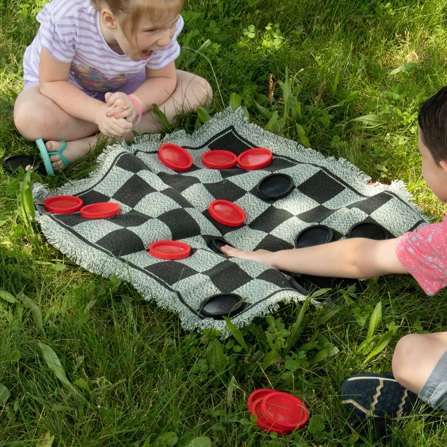 3-in-1 Giant Checkers Rug - 24" x 24" Game Mat