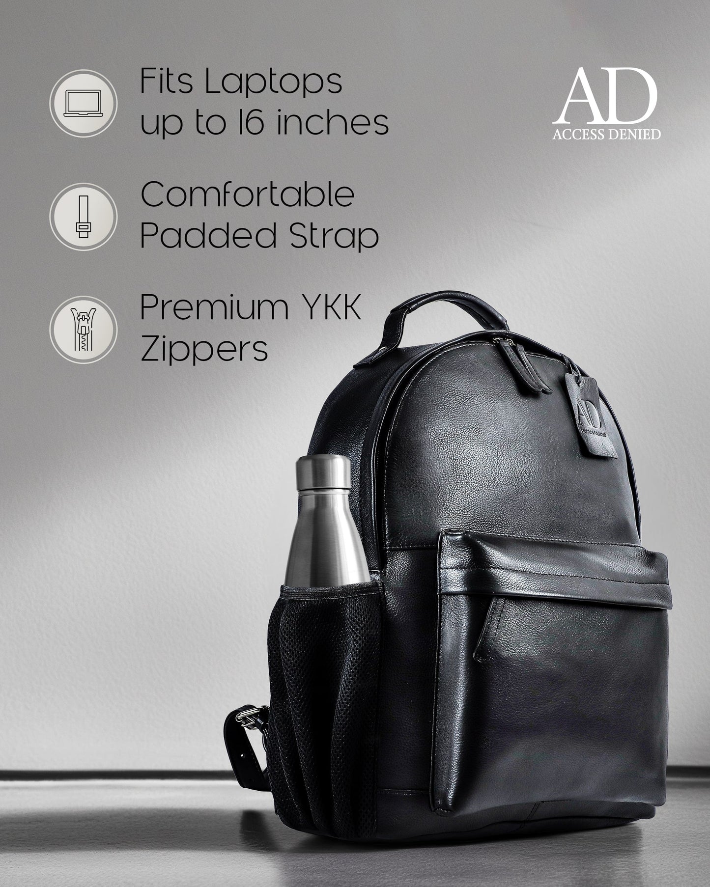 Genuine Leather Laptop Backpack with Anti-Theft Protection