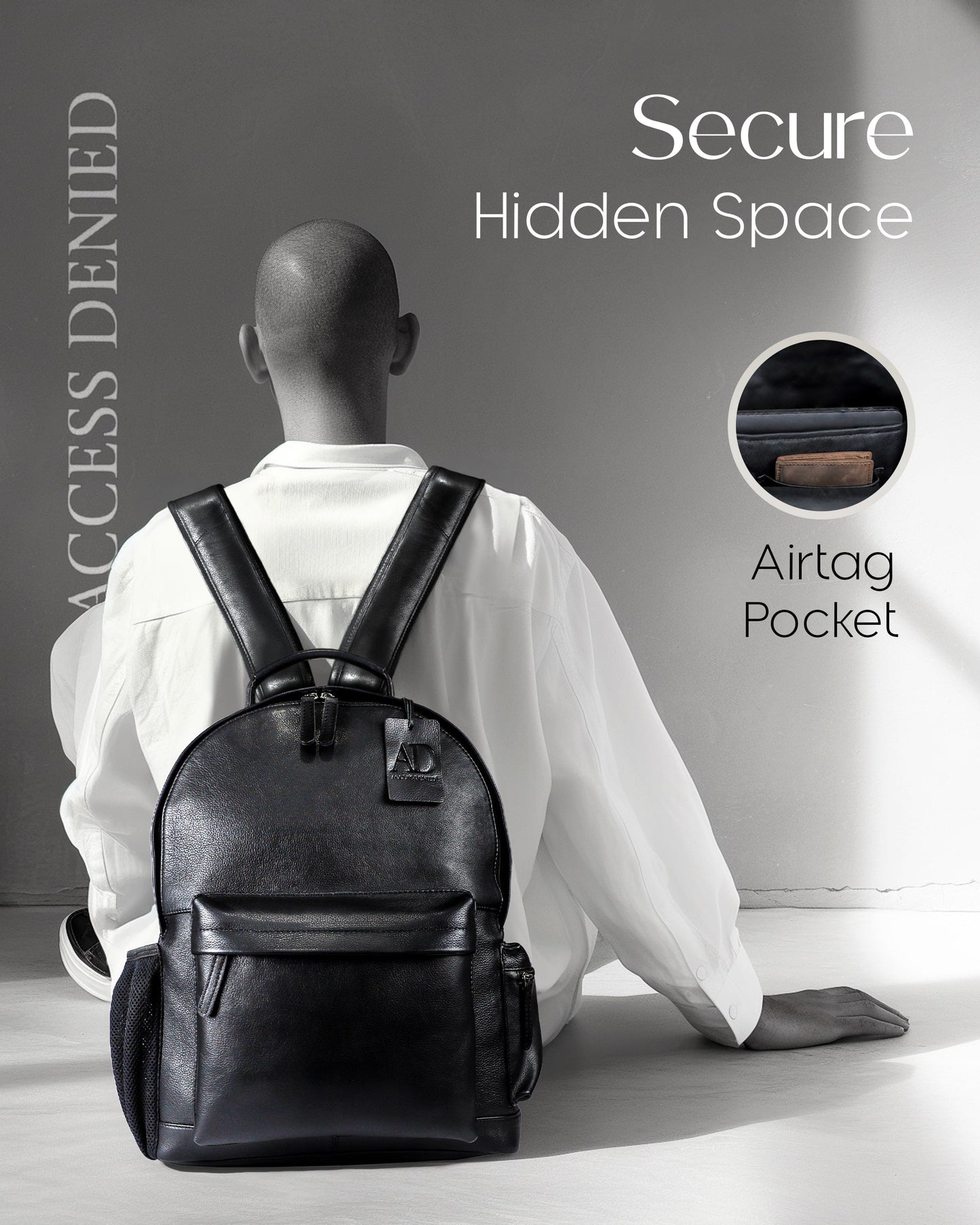 Genuine Leather Laptop Backpack with Anti-Theft Protection
