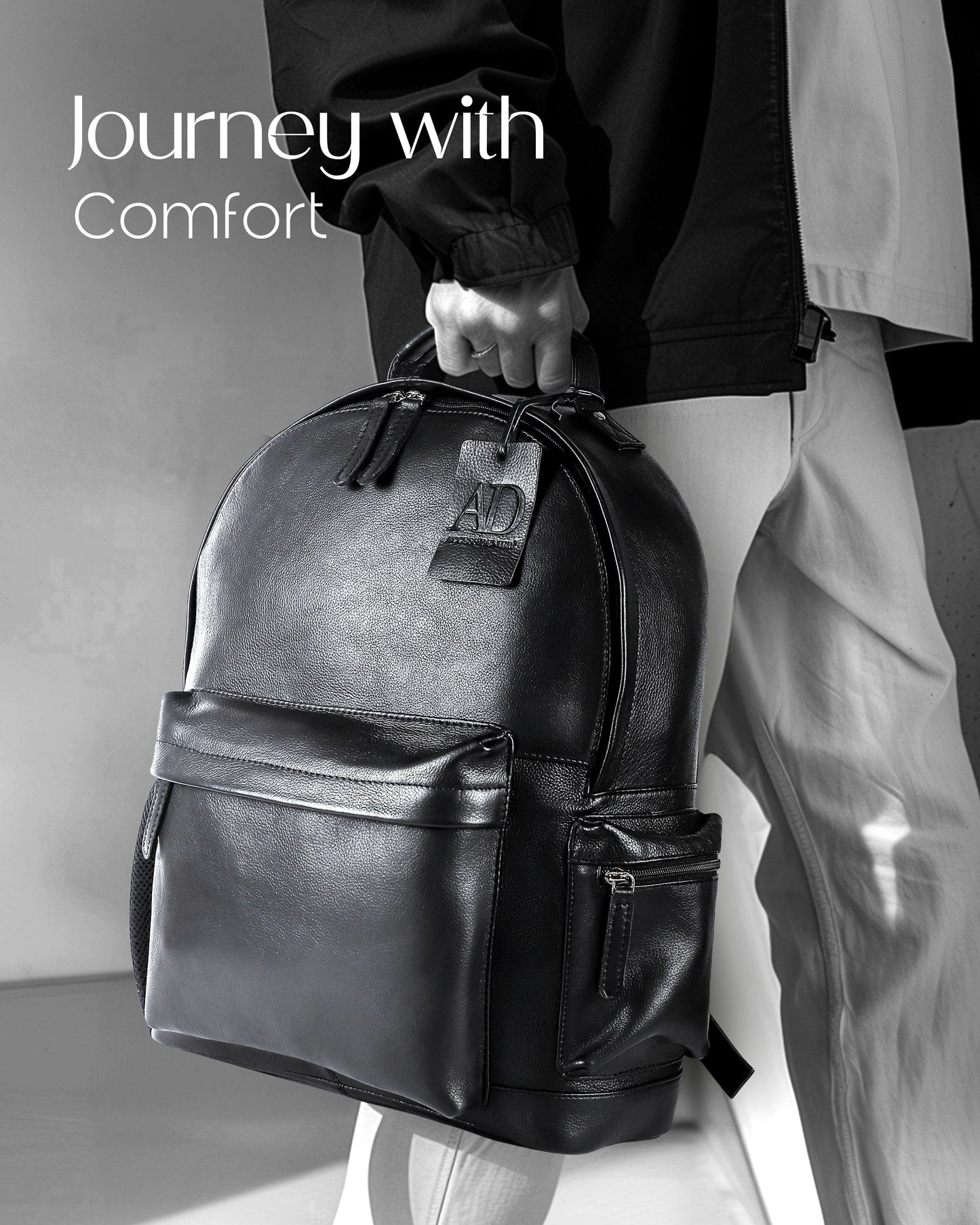 Genuine Leather Laptop Backpack with Anti-Theft Protection