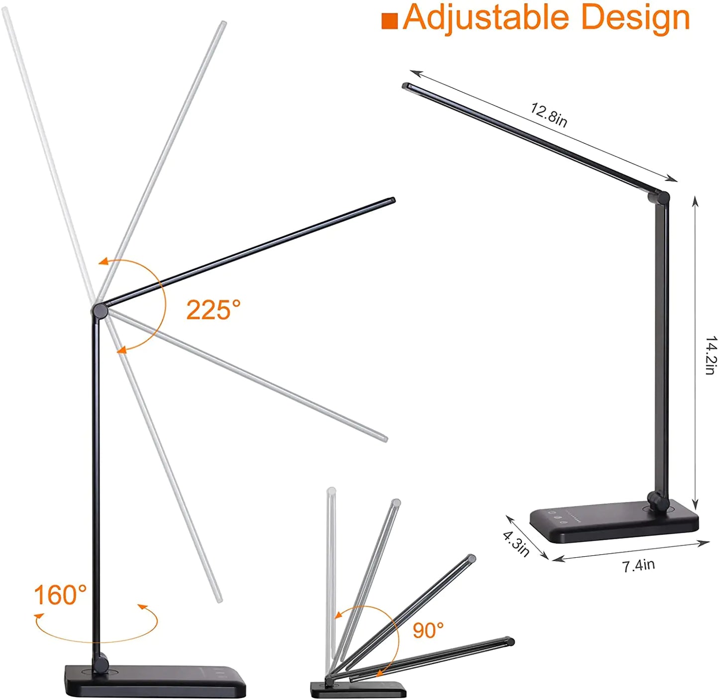 5 Lighting Mode LED Desk Lamp with Wireless Phone Charger