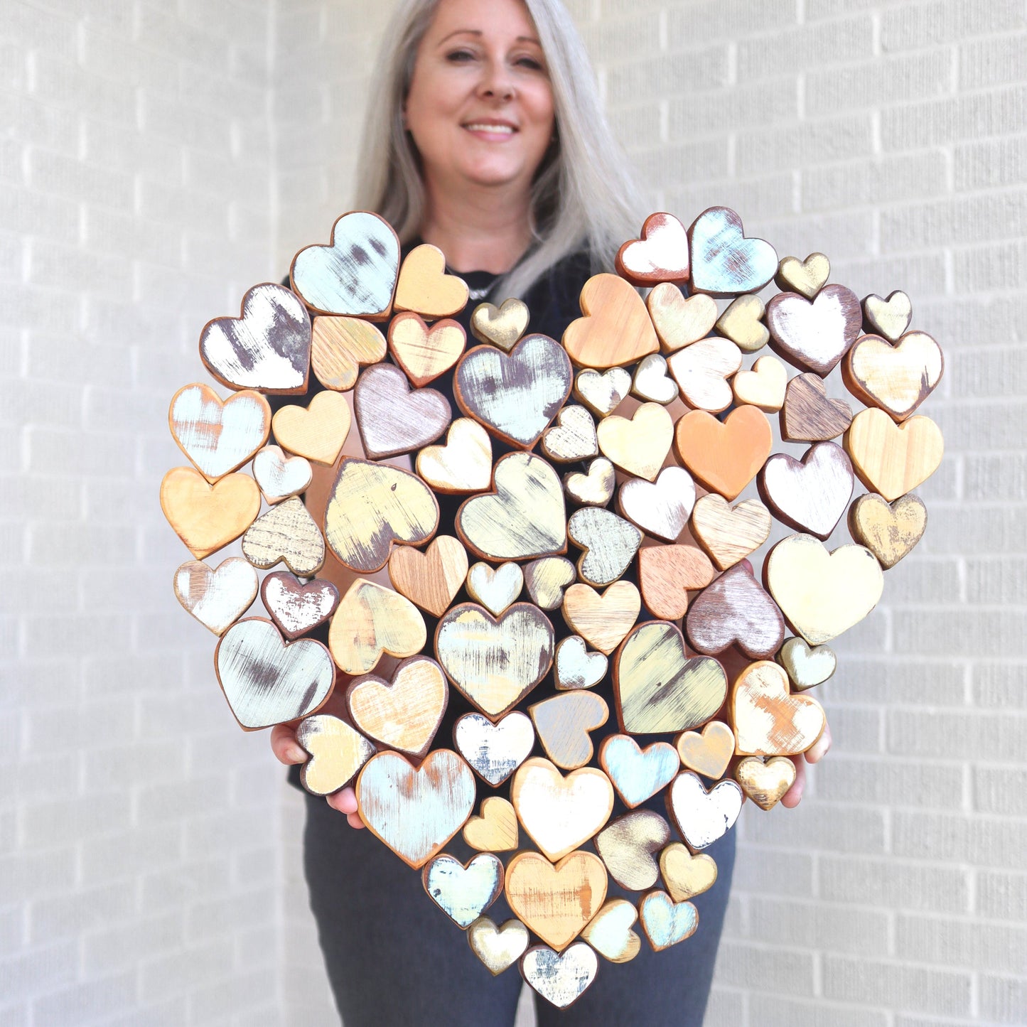 Heart of Hearts Wood Art - Handmade Reclaimed Wood Mosaic