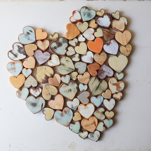 Heart of Hearts Wood Art - Handmade Reclaimed Wood Mosaic