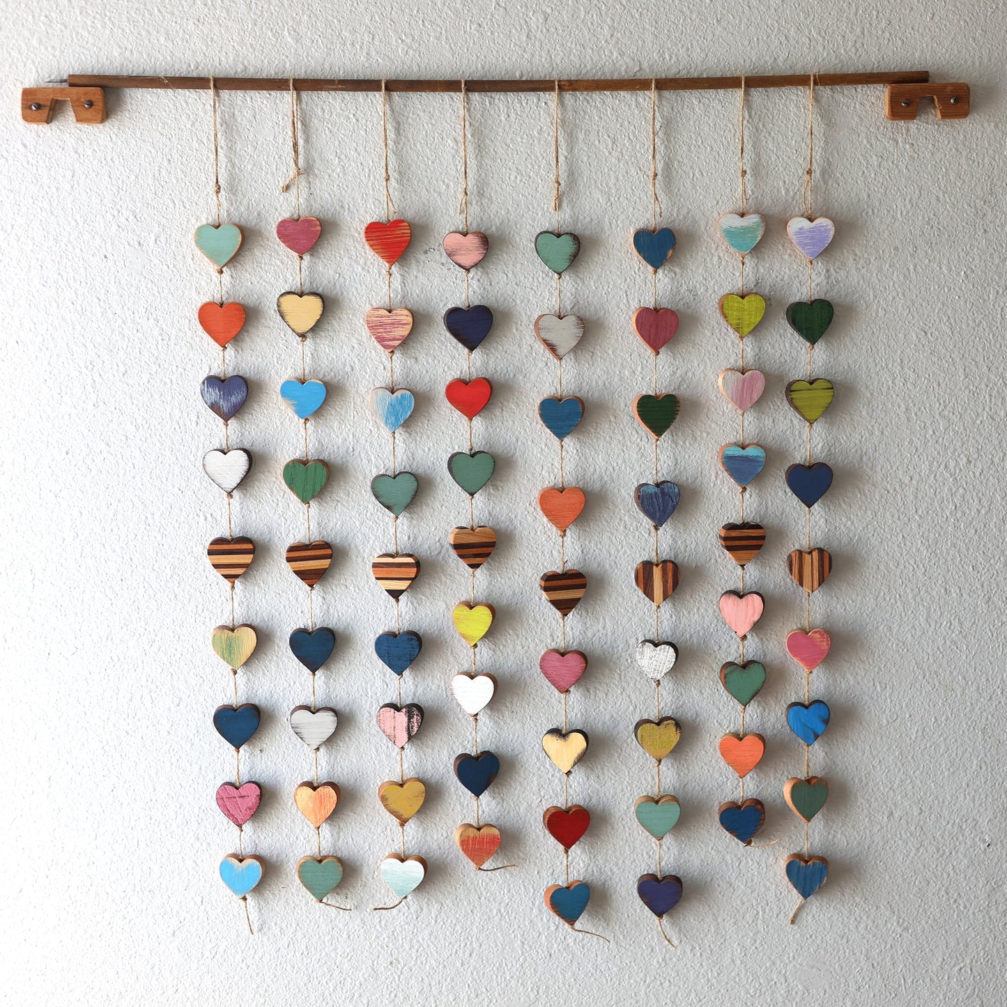 Heartstrings - 9 Handmade Wooden Hearts on String