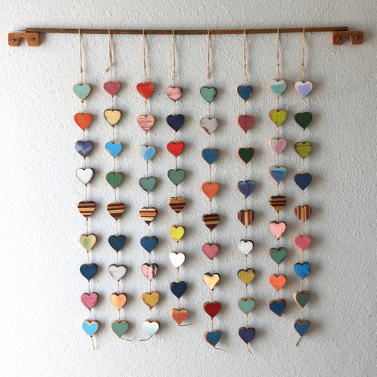 Heartstrings - 9 Handmade Wooden Hearts on String