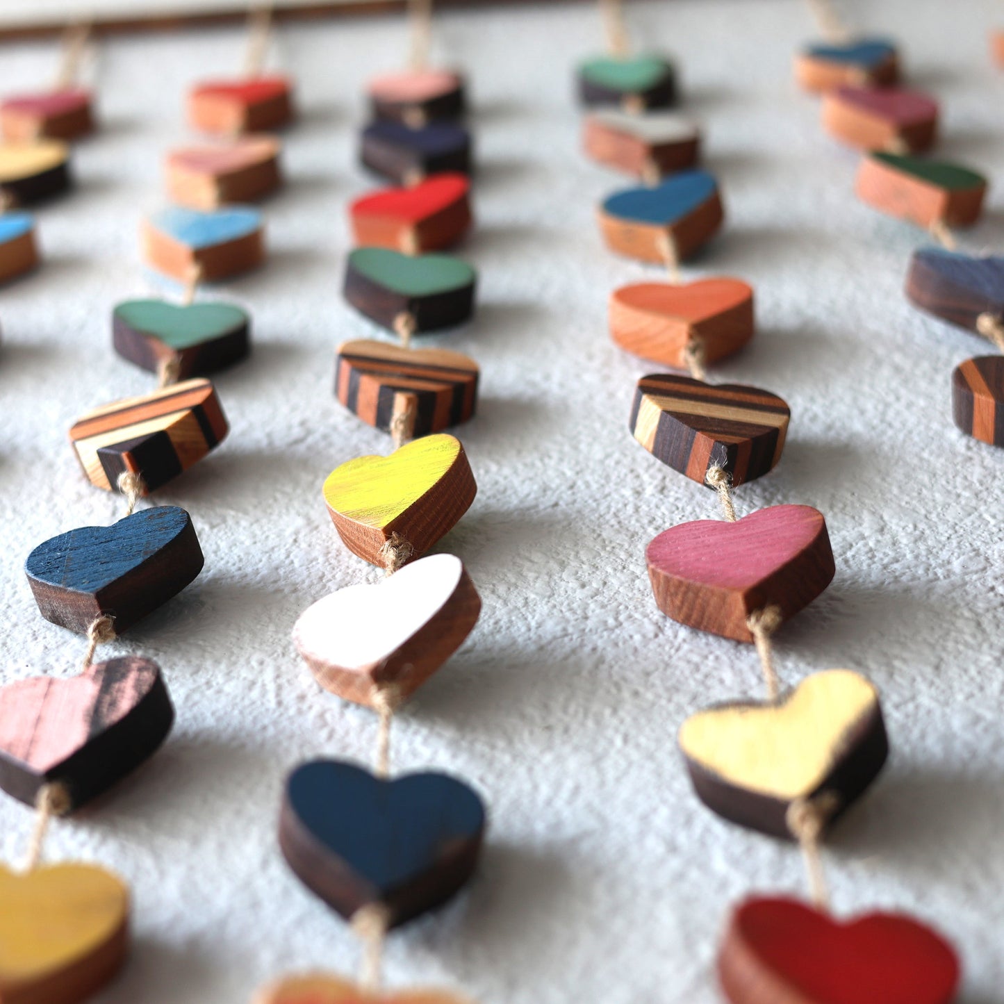 Heartstrings - 9 Handmade Wooden Hearts on String