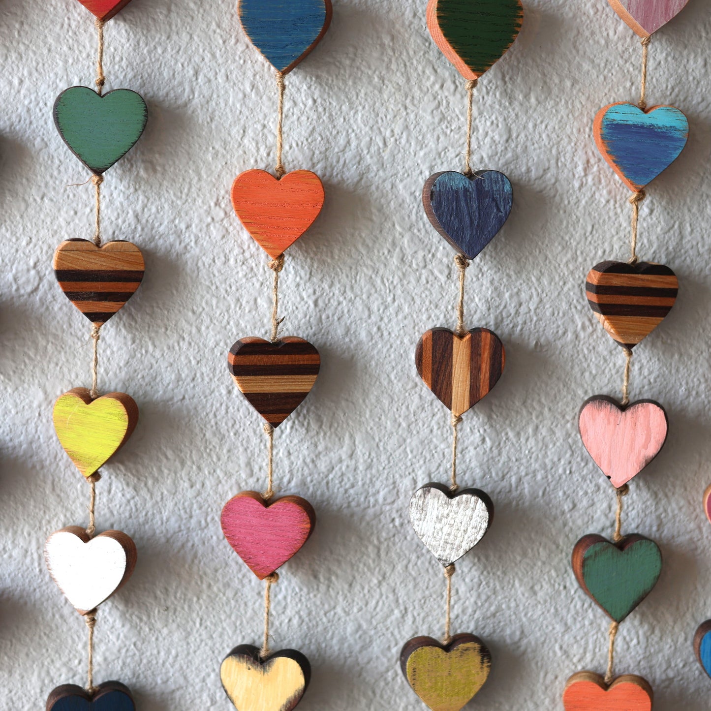Heartstrings - 9 Handmade Wooden Hearts on String