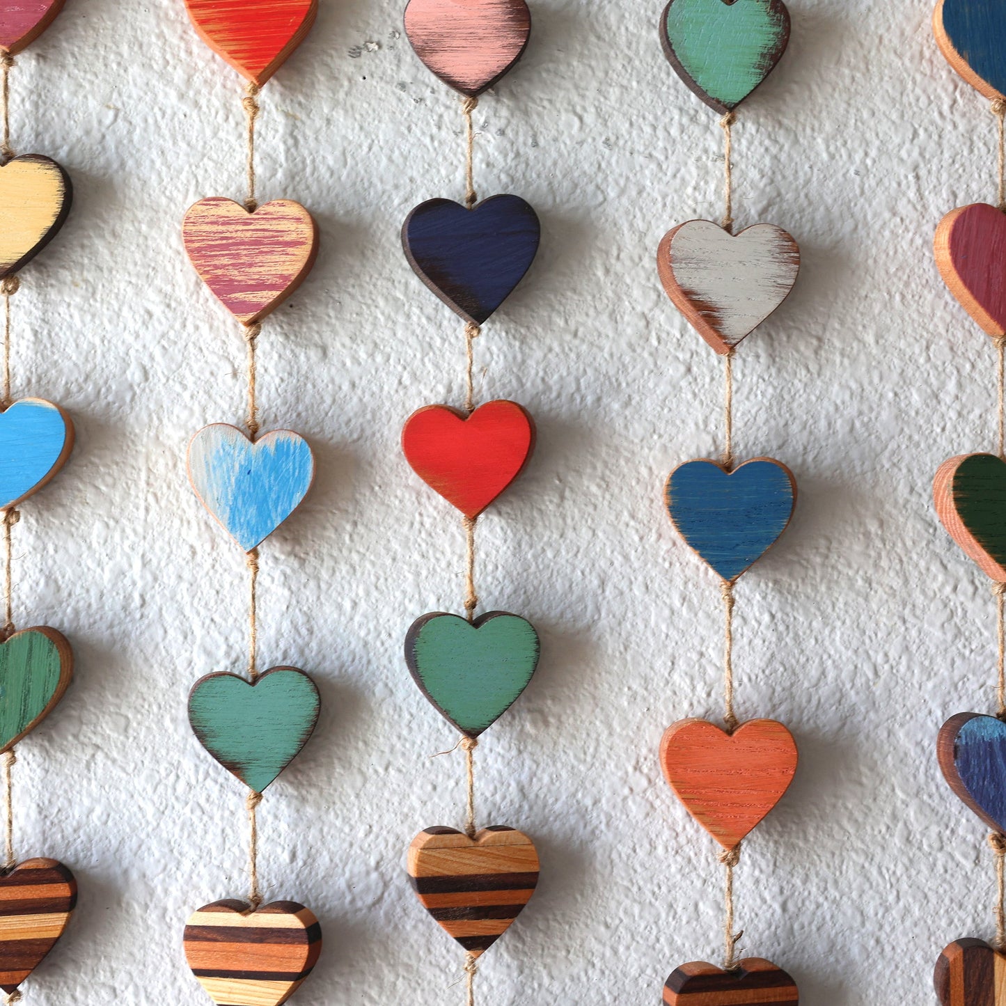 Heartstrings - 9 Handmade Wooden Hearts on String
