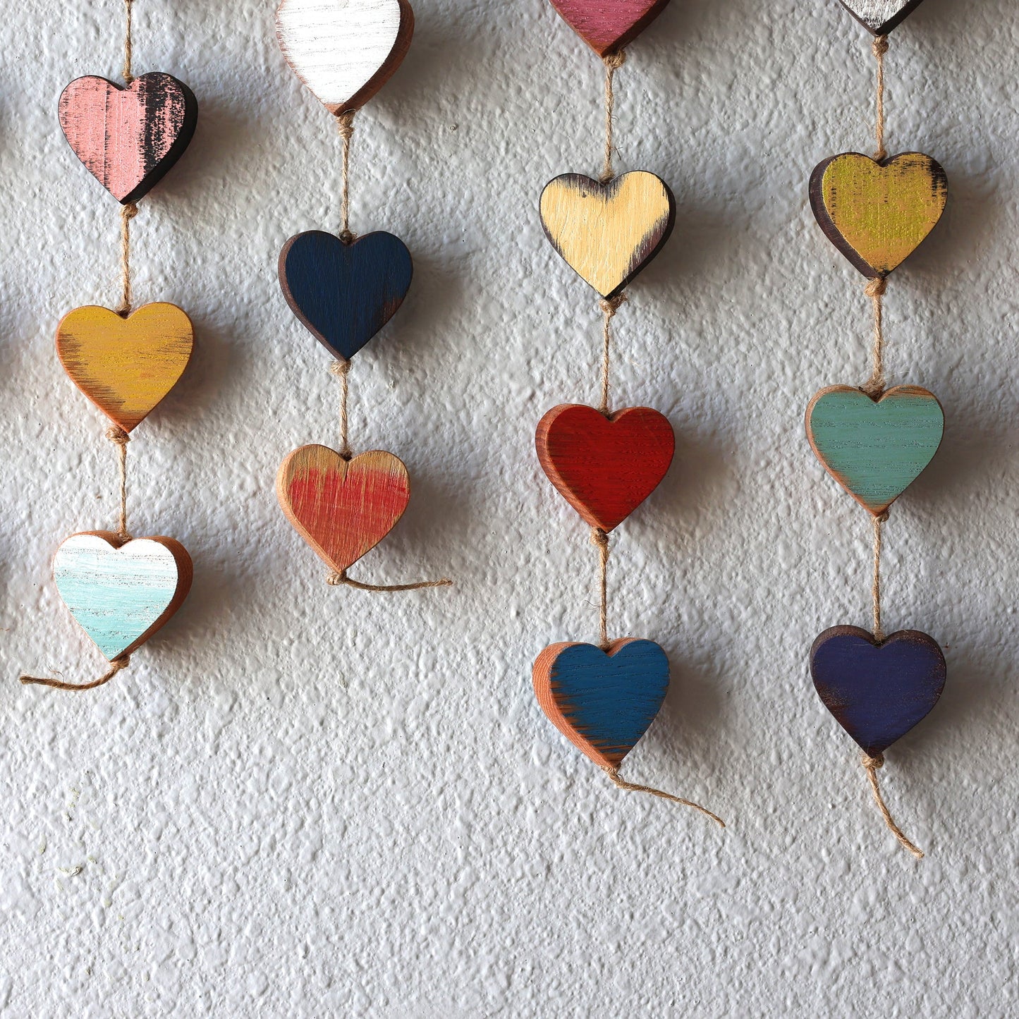 Heartstrings - 9 Handmade Wooden Hearts on String